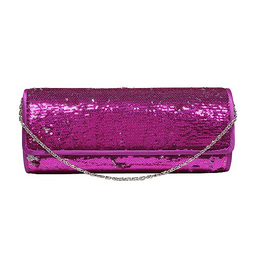 Evening Bag - Sequined Clutch - Fuchsia - BG-90955FU